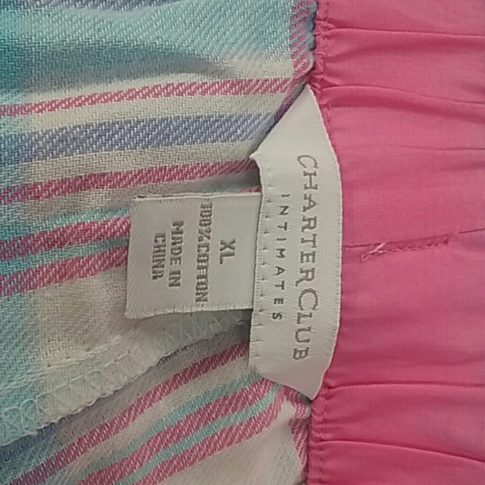 Charter Club Pajama Pants Pink/Blue Plaid - Picture 2 of 3